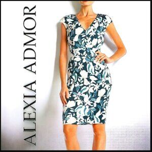 NWT Alexia Admor Tropical Floral Print Scuba Sheath Dress Size XS $179.00